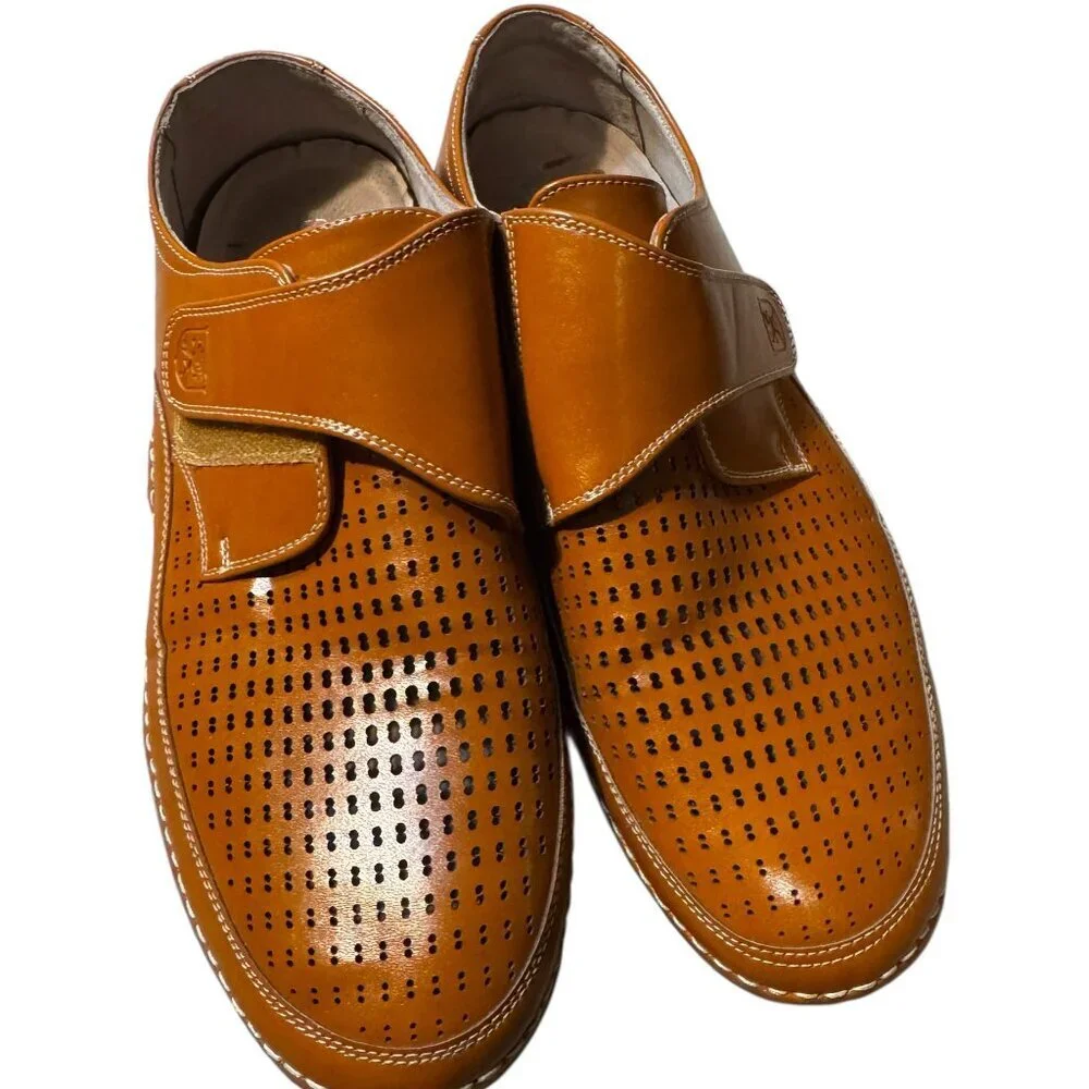 Stacy Adams Perforated Leather Loafers Mens 11 Brown Slip On Comfort Dress Casua